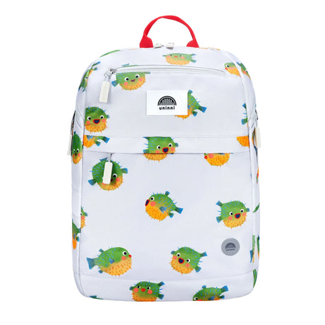 Backpack | Pufferfish with playful pufferfish print, adjustable straps, padded compartments, and water-resistant durable material.
