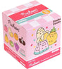 Pusheen Fruit Surprise Blind Box featuring cute fruit-themed Pusheen plush with a keychain inside a pink checkered box.