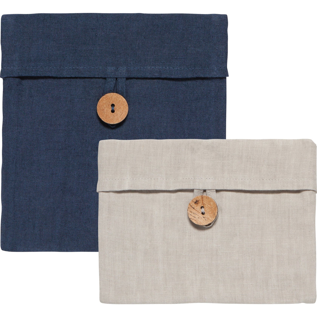 Snack Bags | Midnight & Gray featuring reusable eco-friendly fabric with wooden button closure in minimalist design.