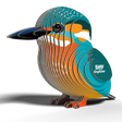 EUGY | Kingfisher 3D puzzle of a colorful bird made from eco-friendly cardboard, ideal for kids and adults.