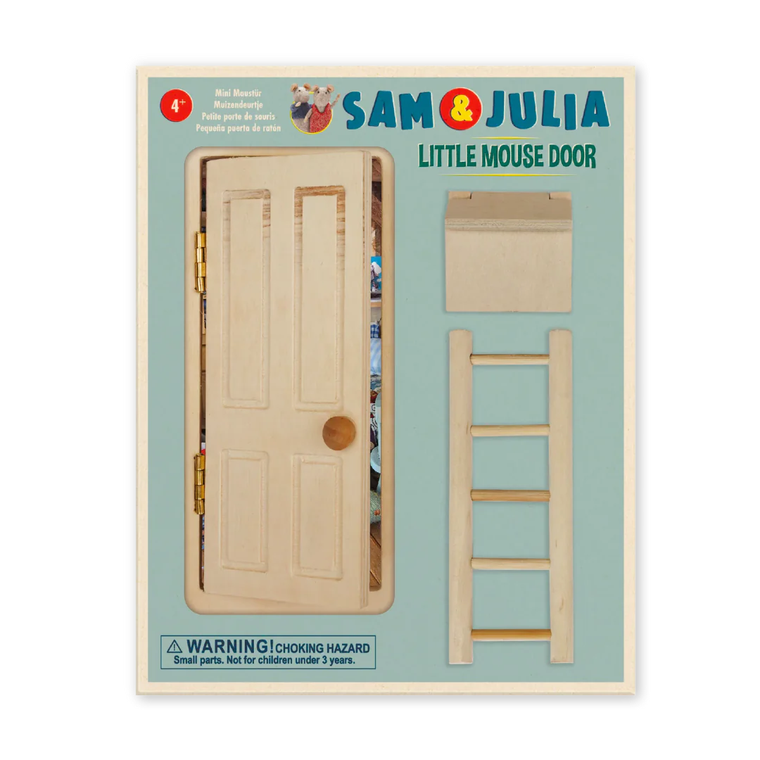 Sam & Julia DIY Little Mouse Door wooden miniature set with door, ladder, and letterbox ready for painting and decorating.
