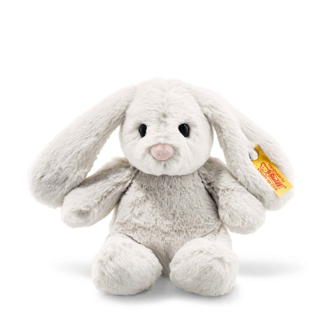 Floppy Bunny Rabbit Hoppel 7in plush with long floppy ears and soft grey fur, perfect for Easter baskets.