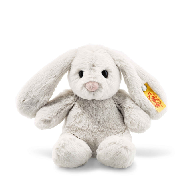 Floppy Bunny Rabbit Hoppel 7in plush with long floppy ears and soft grey fur, perfect for Easter baskets.