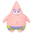 Spongebob Patrick plush toy showing pink starfish with purple eyes and green patterned shorts, soft polyester fiber.