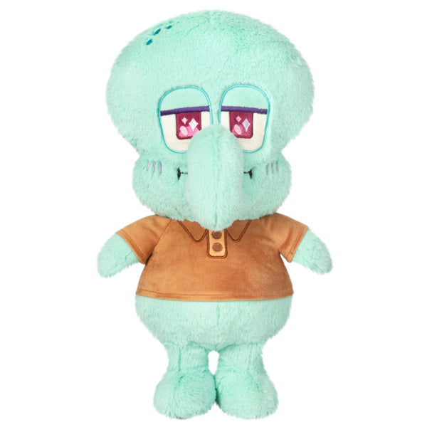 Spongebob Squidward plush toy with a brown shirt, soft polyester fiber, perfect for kids ages 0 and up.