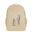 Backpack Toddler | Robot Playdate with linen/cotton fabric and cute robot design for preschoolers aged 2-5.