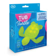 Fred's Tub Turtle bath toy glowing green, designed to light up in water for fun bath and pool play.