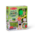 Salad Spinner play set with wooden top, fabric lettuce, tongs, and pretend salad ingredients for kids ages 3 and up.