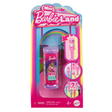 Mini BarbieLand Cutie Reveal toy in packaging with a pink lipstick tube containing a surprise mini Barbie doll inside.