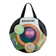 Waboba Backnine portable disc golf game with flying target ring, four silicone discs, and carry bag for outdoor play.