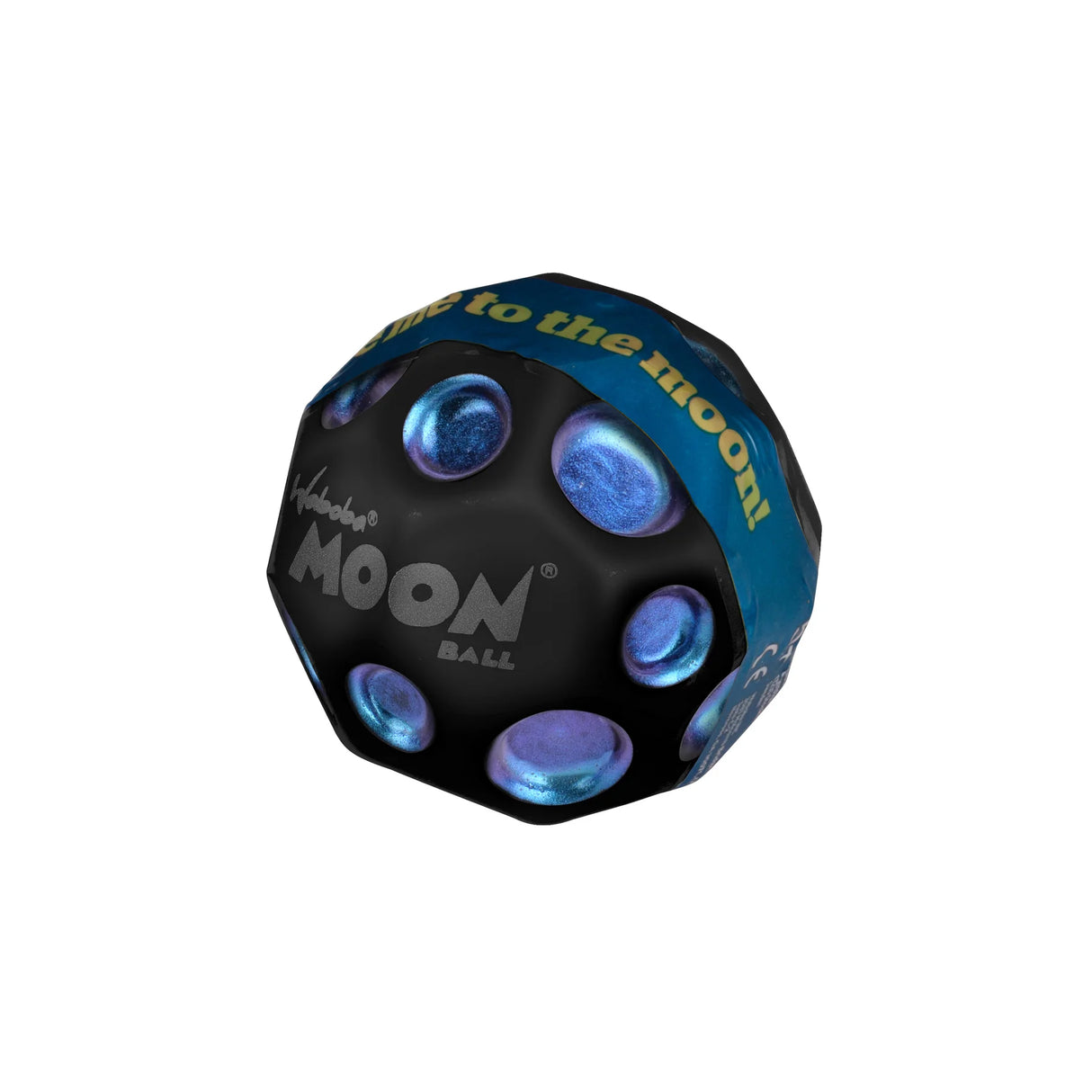 Moon Ball | Dark Side of the Moon hyper bouncy ball with metallic blue dots and "pop" sound, 63mm size, ages 5+