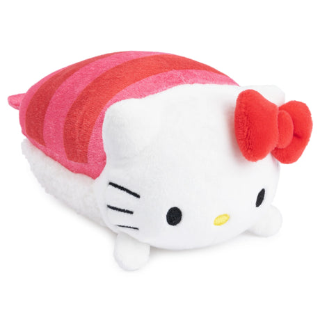 Hello Kitty Sashimi plush featuring soft white sherpa rice and a red-pink striped velour sashimi top.