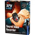 Spy Labs Secret Voice Recorder wearable device shown on wrist with key card encryption for secure recordings.
