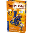 TrainBots: 2-in-1 Steam Maker Kit box showing steampunk train robot with steam effects and LED lights.