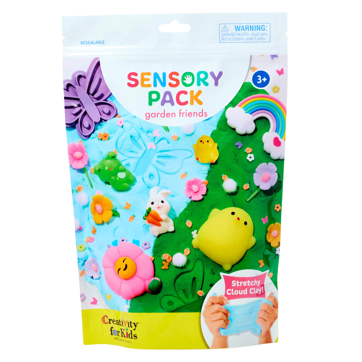 Sensory Pack | Garden Friends with stretchy cloud clay, garden-themed toys, and colorful sensory play items for toddlers.