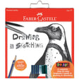 Do Art: Drawing & Sketching kit featuring Faber-Castell pencils, pens, and a step-by-step illustrated guide.