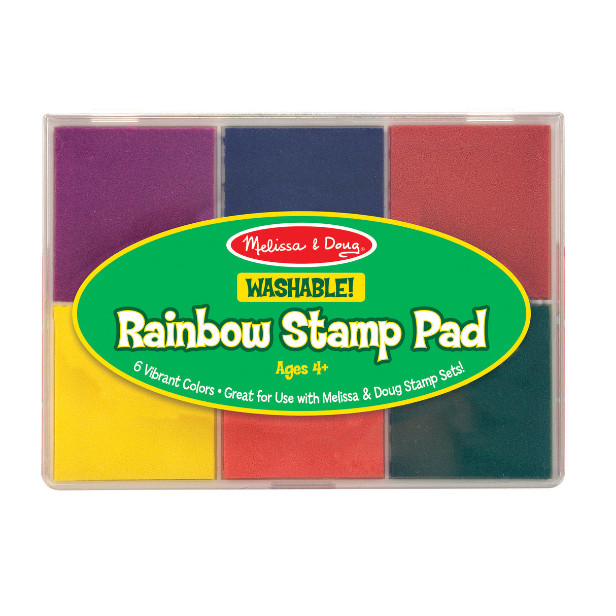 Stamp Rainbow Ink Pad with six bright washable colors for creative stamping and arts-and-crafts activities.