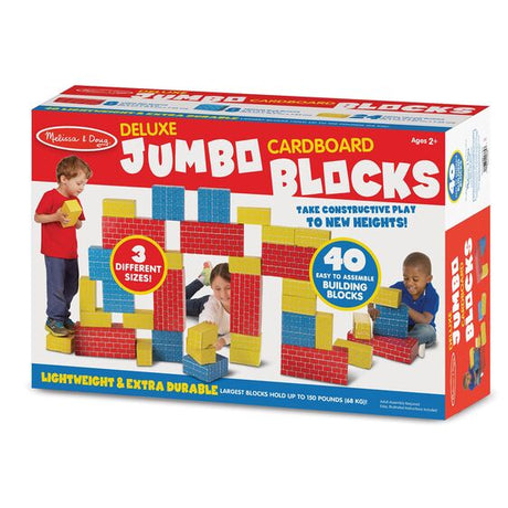 Deluxe Jumbo Cardboard Blocks 40-piece set with 3 sizes, lightweight durable blocks for imaginative play ages 2 and up