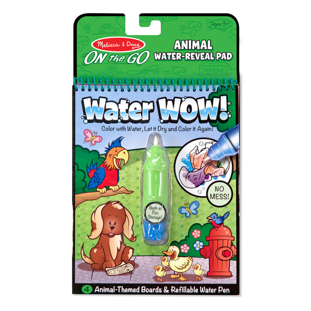 Water Wow Animals reusable water-reveal coloring pad with refillable pen, dinosaur-themed, no-mess paint activity for kids ages 3+