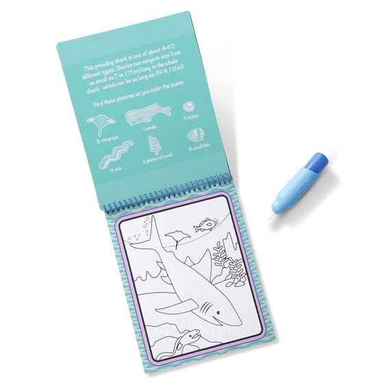 Water Wow Sea reusable sea-themed coloring book with refillable water pen and spiral-bound pages for mess-free painting.