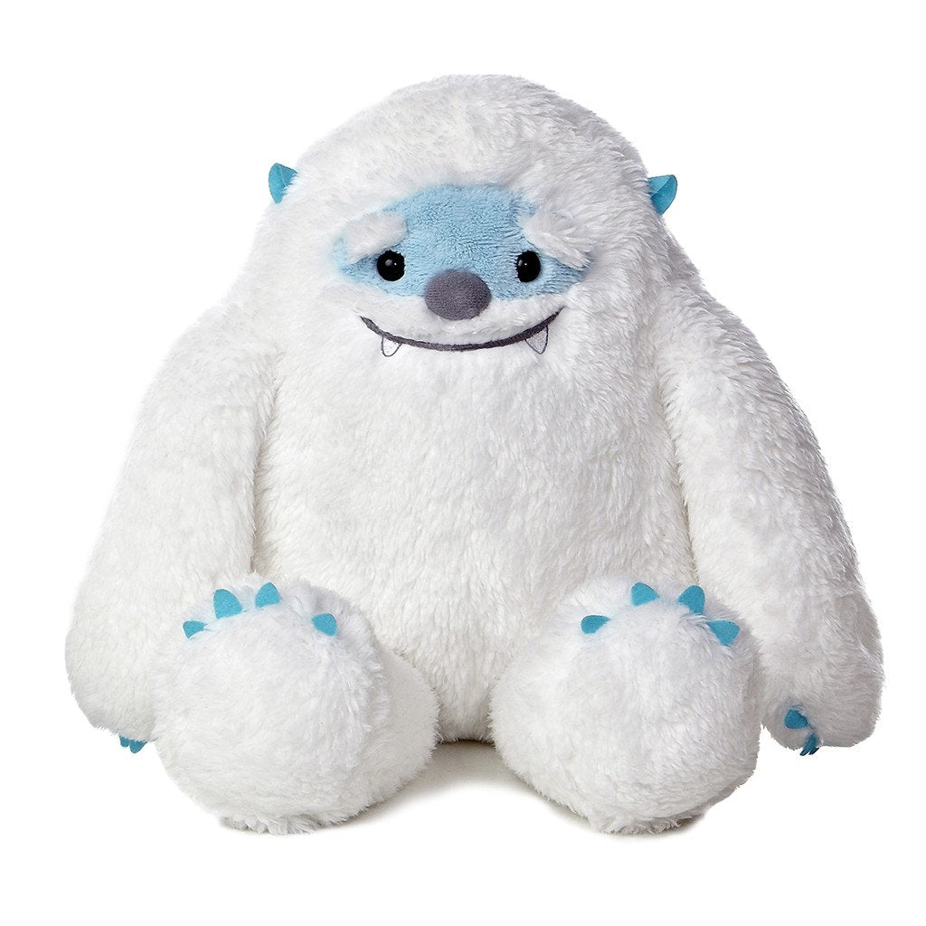 Yulli Yeti plush toy is 16 inches, soft, white with light blue details and a cute grey nose for hugging.