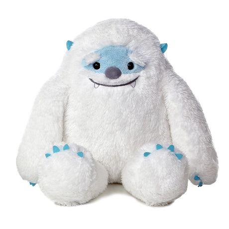 Yulli Yeti plush toy is 16 inches, soft, white with light blue details and a cute grey nose for hugging.