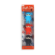 Ninja Erasers set of 3 in blue, red, and black colors shaped like ninjas to erase pencil marks with ease.