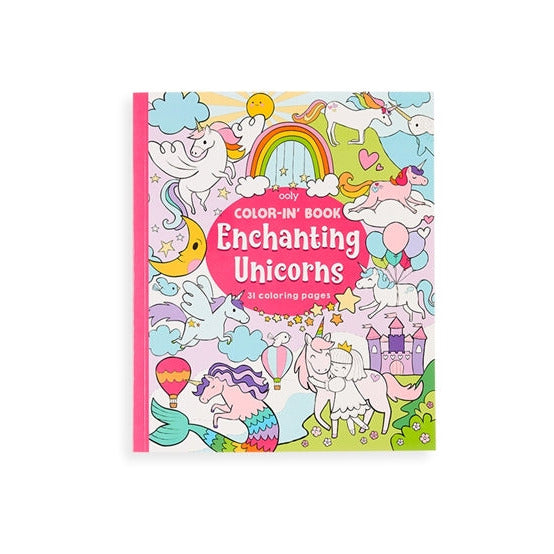 Color-In' Book Enchanting Unicorns with 31 unicorn coloring pages, vibrant designs, and playful magical themes for kids.
