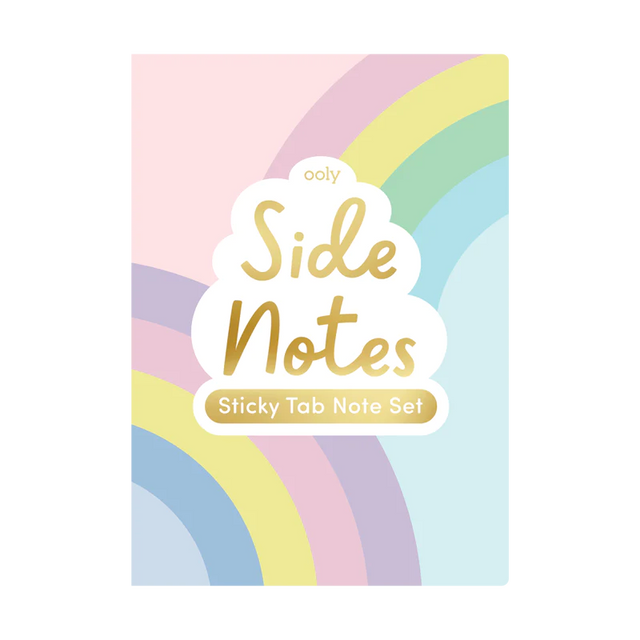 Pastel Rainbows Sticky Tabs with colorful pastel rainbow cover and various sized sticky tab notes for fun and study.