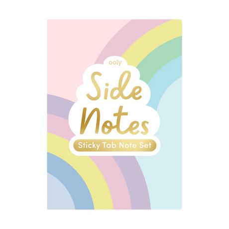 Pastel Rainbows Sticky Tabs with colorful pastel rainbow cover and various sized sticky tab notes for fun and study.