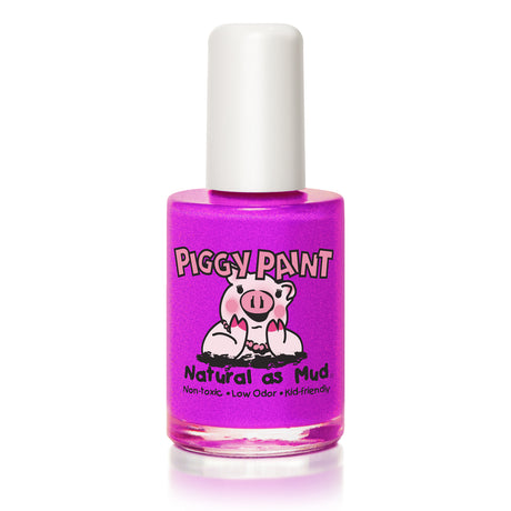 Nail Polish Groovy Grape neon purple shimmer polish in a clear bottle with white cap, 0.5 fl. oz., non-toxic and kid-friendly.