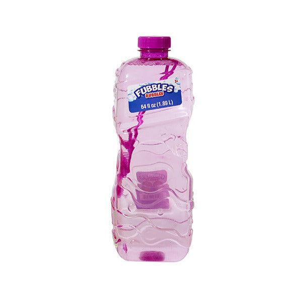 Fubbles | Bubble Solution 64oz bottle in pink, non-toxic, dye-free premium bubble solution for long-lasting fun.