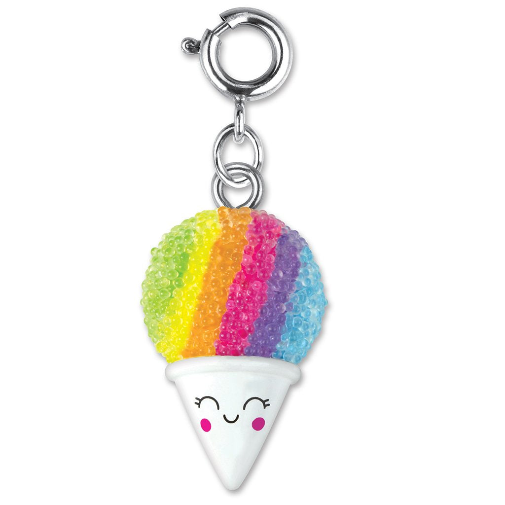 Rainbow Snow Cone Charm with colorful textured beads and a smiling face, perfect for bracelets or necklaces.