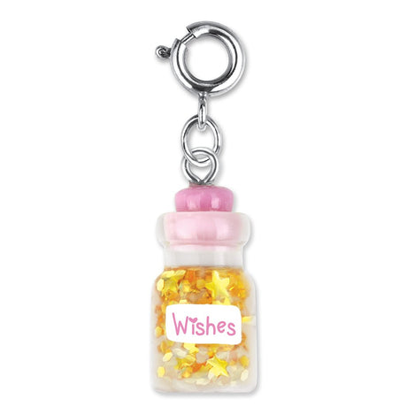 Wishes Bottle Charm with glitter stars and pink top, perfect for customizing CHARM IT! bracelets and necklaces.