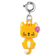 Swivel Kitty Charm featuring a yellow cat with a pink flower, perfect for customizing bracelets and necklaces.