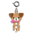 Swivel Puppy Charm featuring a cute enamel puppy with pink bow, perfect for bracelets or necklaces.