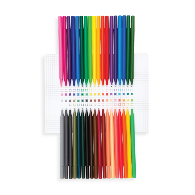Seriously Fine Felt Tip Markers set of 36 vibrant colors with super fine 0.7mm tips and triangular barrels for precise coloring.