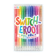 Switch-Eroo Color Changing Markers set of 12 vibrant dual-ended markers with chiseled tips for creative color changes.