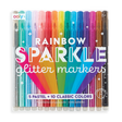 Rainbow Sparkle Glitter Markers set with 15 shimmering rainbow colors including 5 pastels and 10 classics for ages 6+
