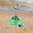Baby Sea Turtle Charm with 3D enamel and glitter, perfect for nature lovers to customize bracelets or necklaces.