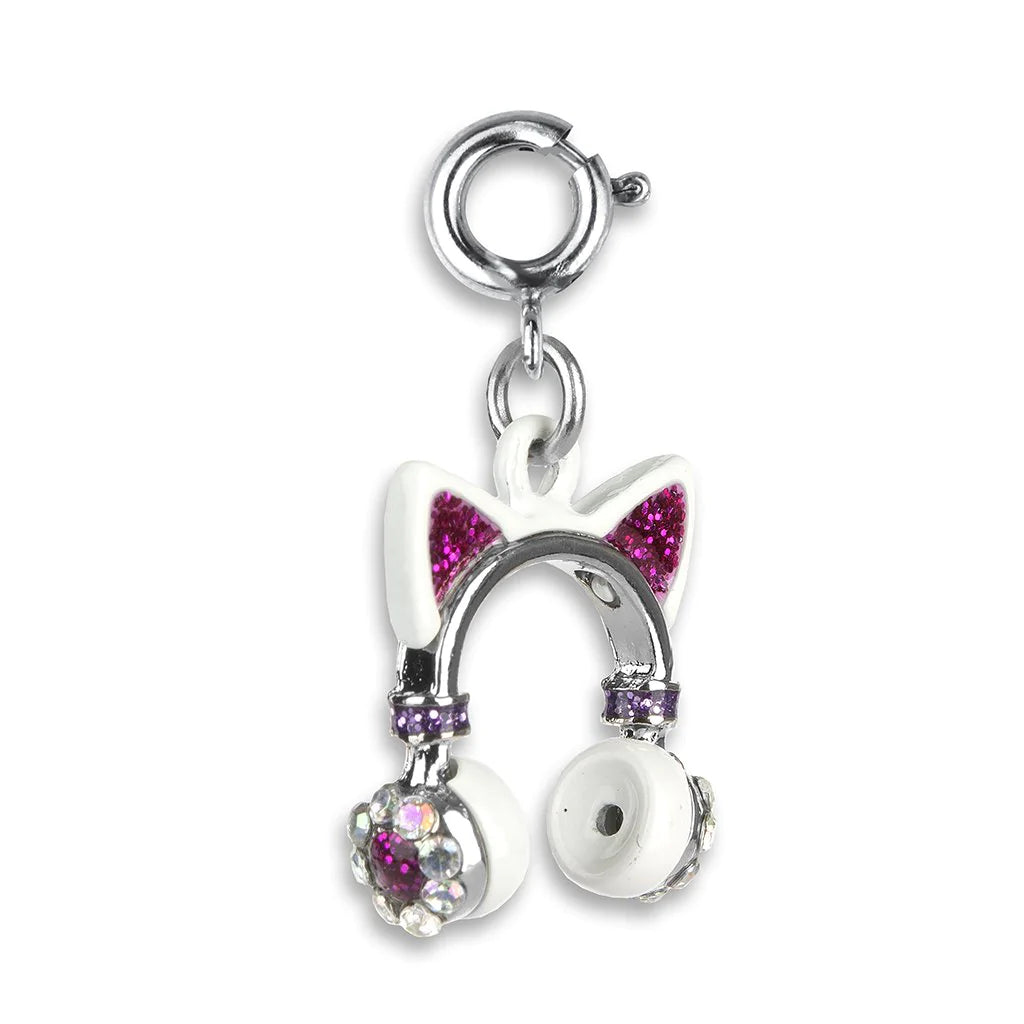 Kitty Ears Headphones Charm with sparkling enamel, glitter accents, and acrylic details perfect for music lovers.