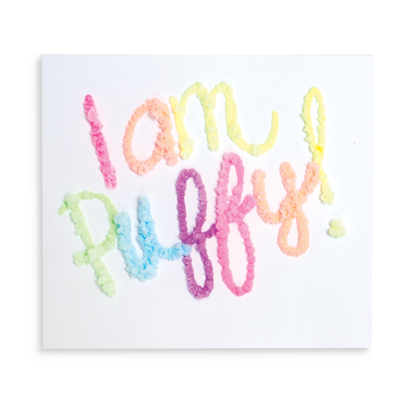 Magic Puffy Pens 3D neon ink puffed up on white paper demonstrating the unique puff effect after heating.