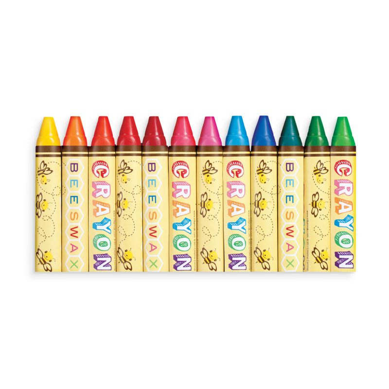 Brilliant Bee Crayons set featuring colorful, ergonomic triangle crayons with smooth, vibrant beeswax colors for kids.