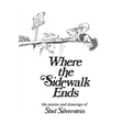 Black and white illustration with children and dog near a sign reading "Edge" for Where the Sidewalk Ends book cover.