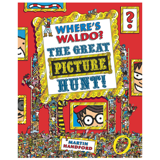 Where's Waldo? Great Picture Hunt book cover with Waldo's face and colorful characters in a busy illustrated scene.