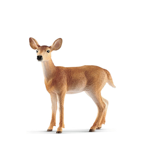 White-Tailed Doe figurine with detailed grey-brown winter coat, standing on white background, 3.39 x 1.38 x 3.35 inch.