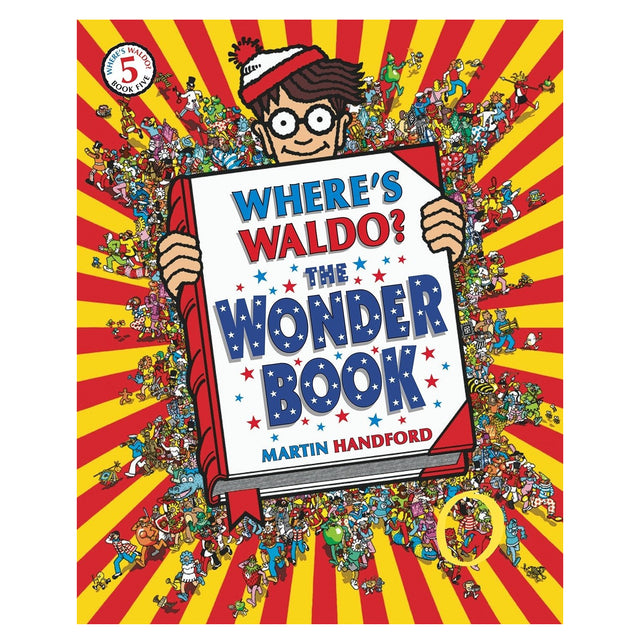 Where's Waldo? Wonderbook cover showing Waldo holding a large book with colorful, detailed crowd artwork behind him.
