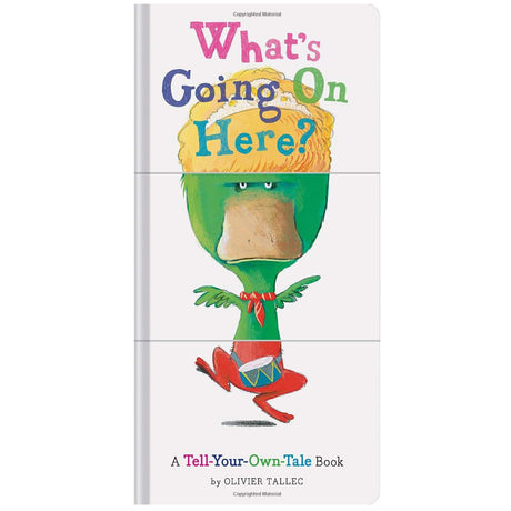 What's Going on Here? book cover featuring a mix-and-match character with colorful die-cut pages.