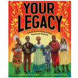Your Legacy book cover with diverse African American ancestors reclaiming history in vibrant clothing and bold text on red background.