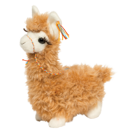 Llama Lil Wolly plush toy with soft golden woolly coat, colorful halter, and gentle expression for cuddly fun.